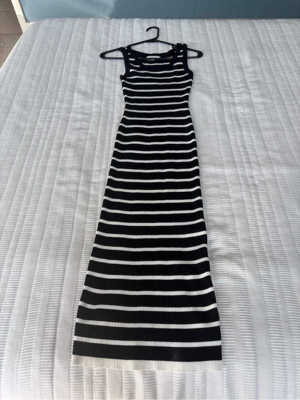 Love Tree Black and White Striped Ribbed Tank Maxi Dress